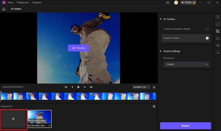 Selecting an AI enhancement model in HitPaw VikPea