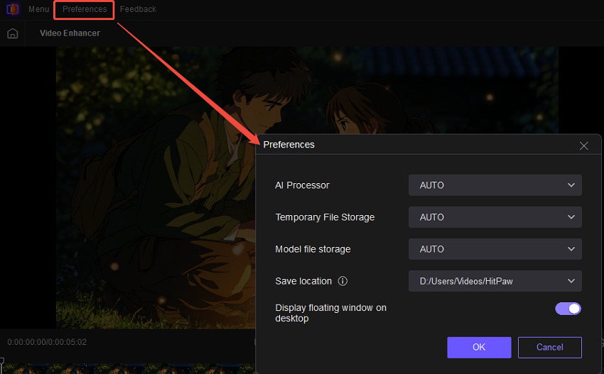 preferences interface