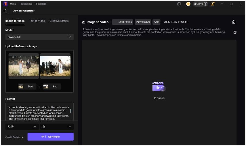 start generating video from image