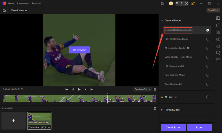 choose general restoration model for better gif quality