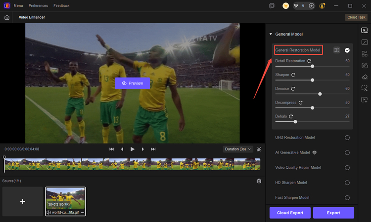 choose general restoration model for better gif quality