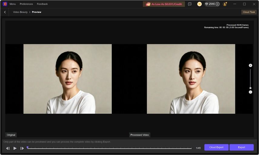 video beauty skin retouch preview