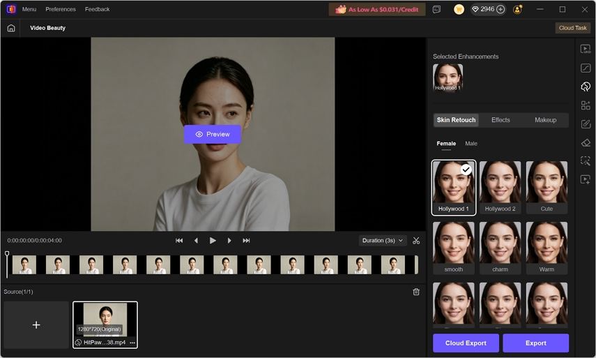 video beauty skin retouch