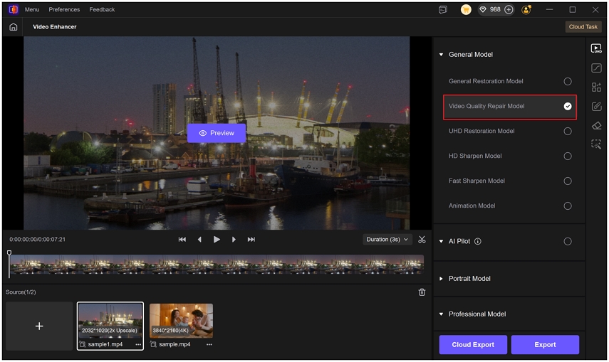 aprimoramento de vídeo por ia
