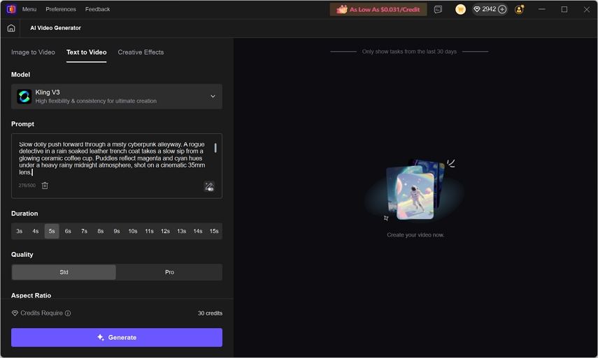 vikpea generate video with kling