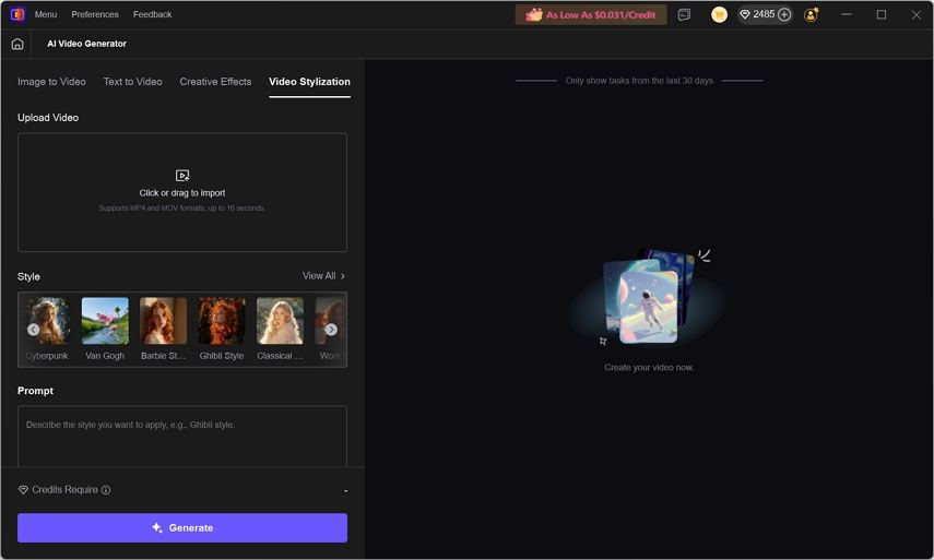 import video to HitPaw VikPea Video Stylization