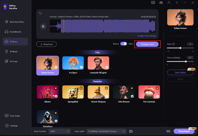 change ai voice on hitpaw voice changer
