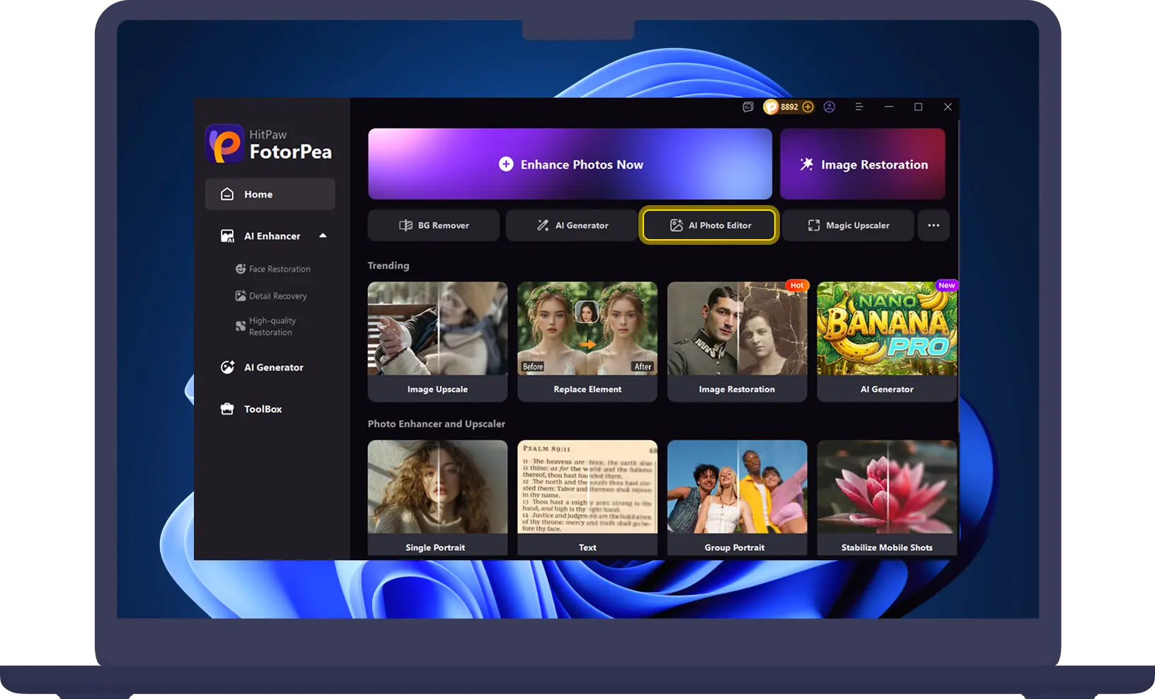 ai face enhancer upload photo