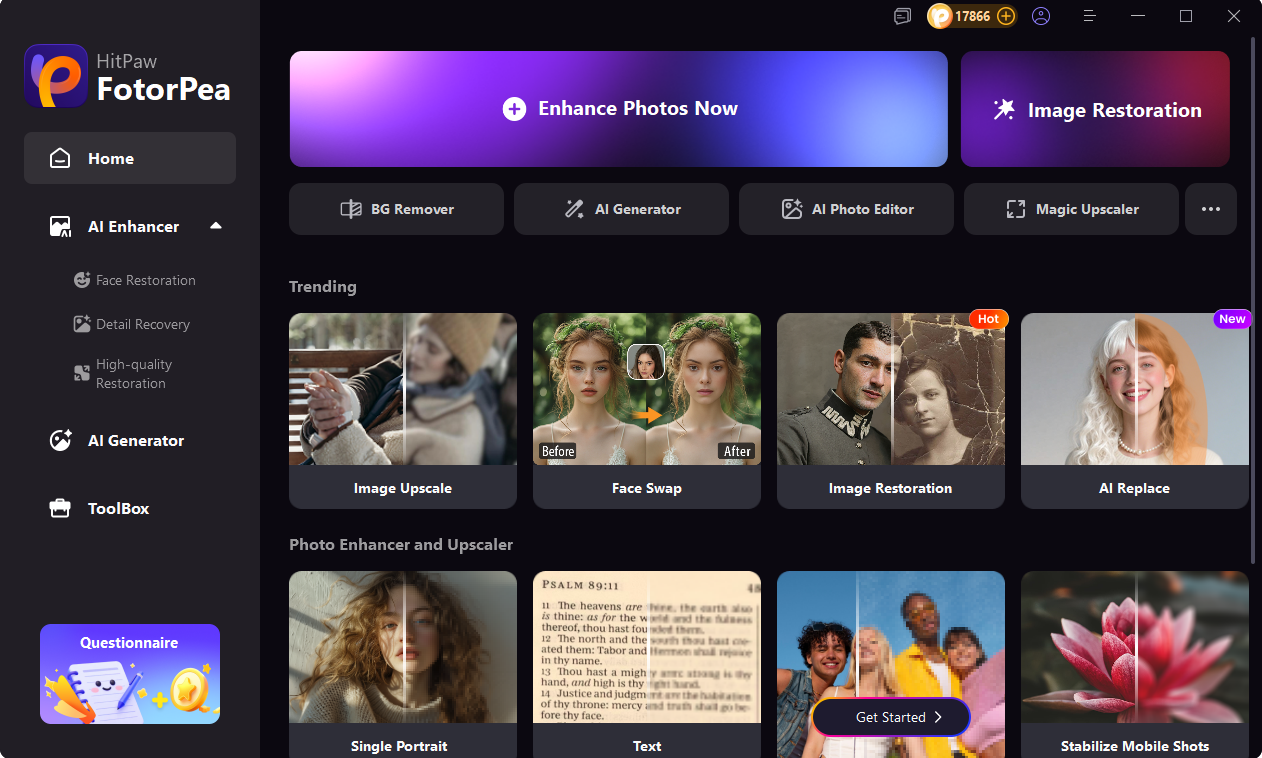 open hitpaw fotorpea to enhance photos