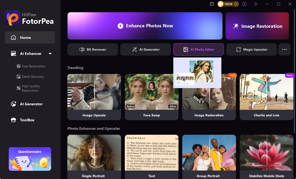 access ai photo editor hitpaw fotorpea