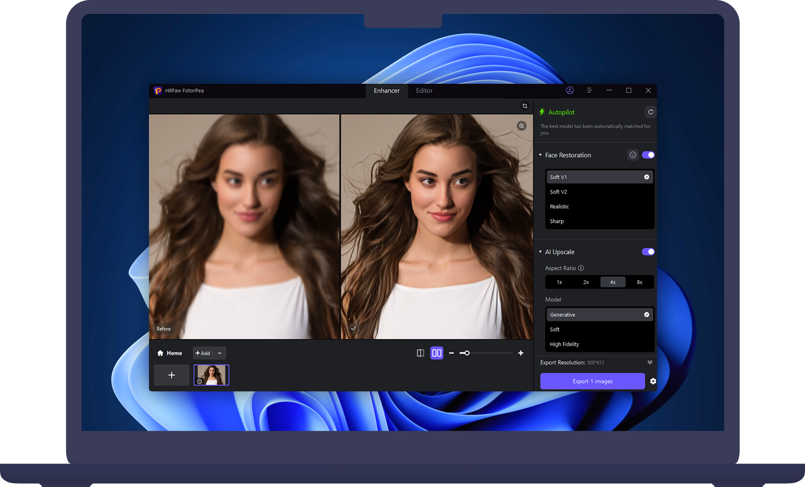 export enhanced face photo