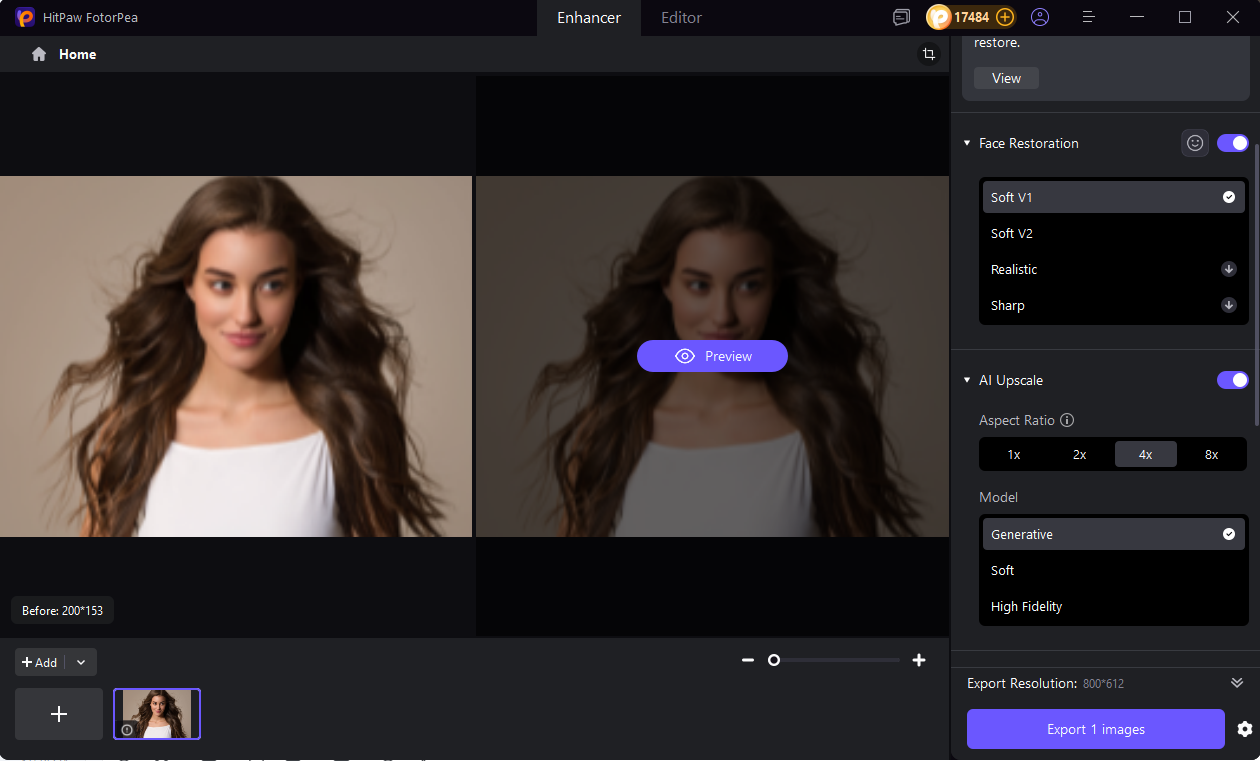 enhance portraits choose model