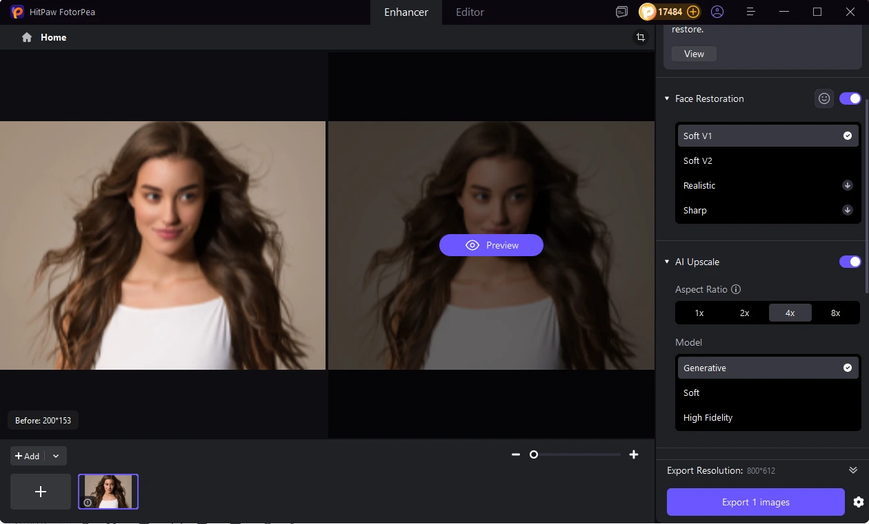enhance portraits choose model