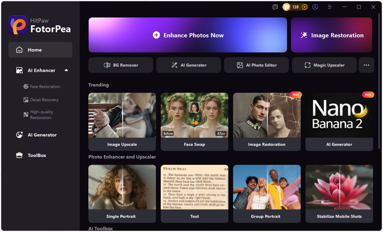 hitpaw fotorpea interface