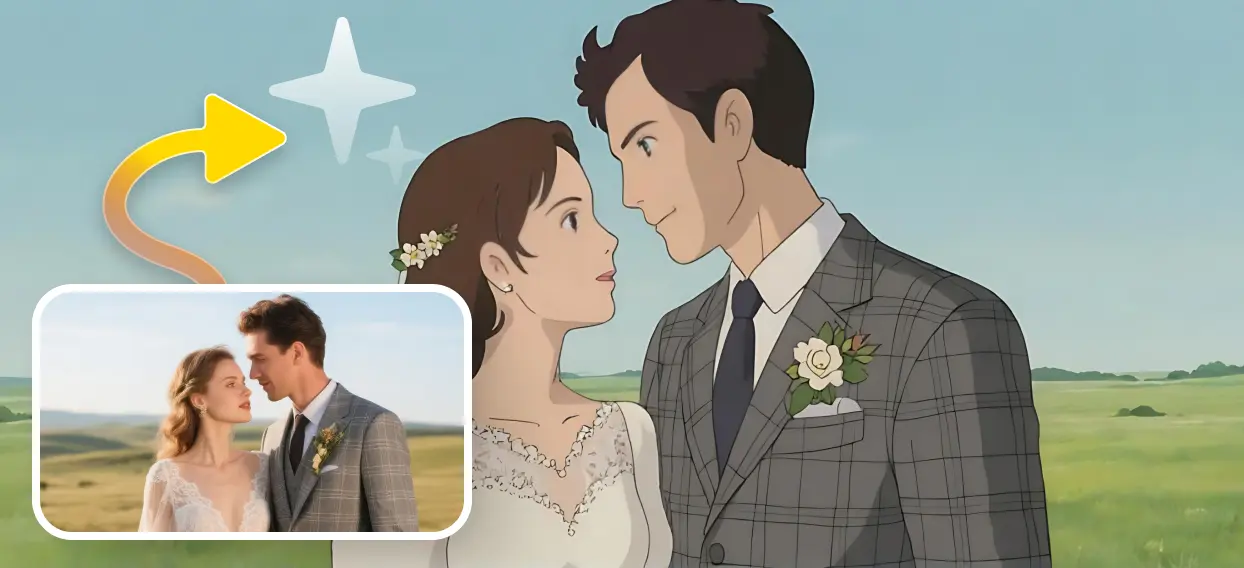 cartoonish wedding photo