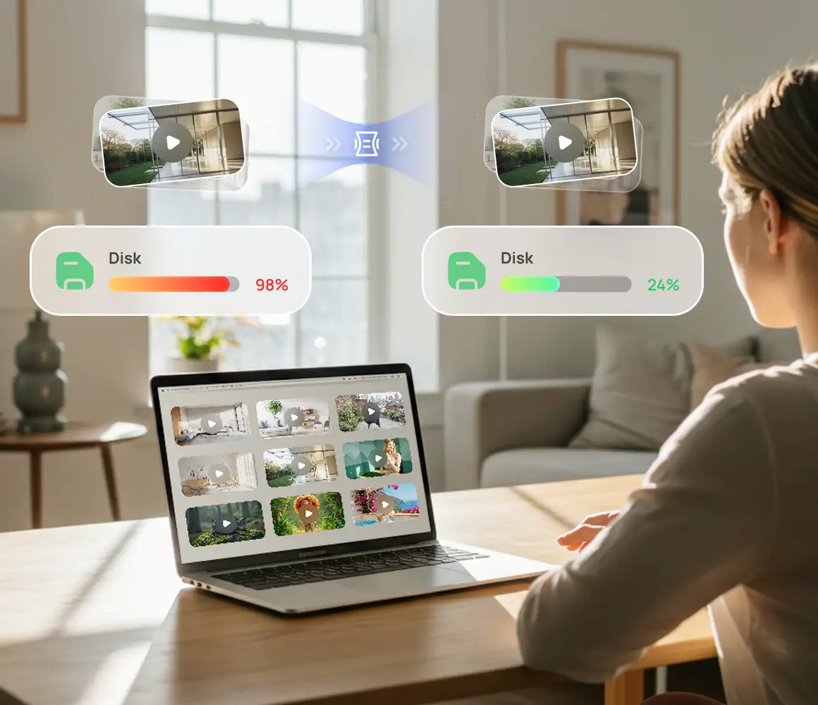 free up storage space by reducing video file size