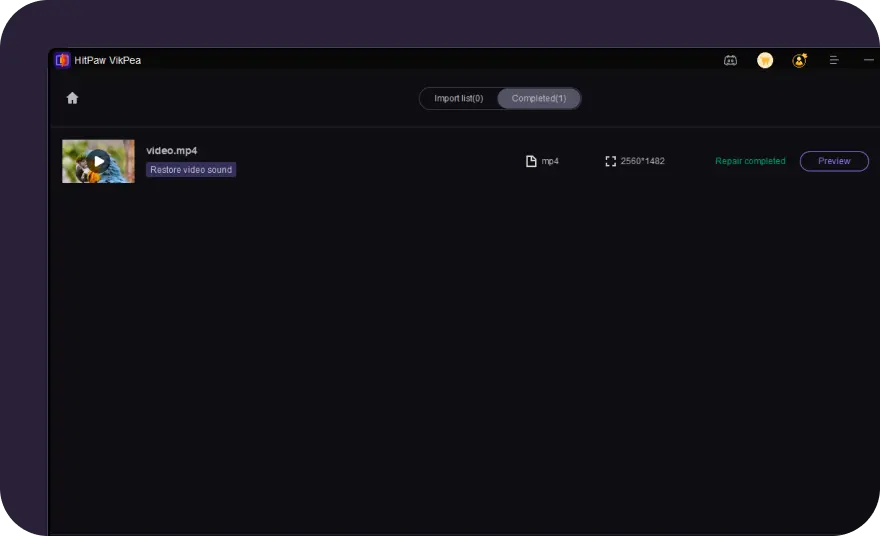 pré-visualizar e exportar vídeo reparado