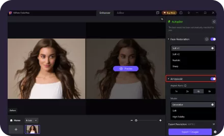 select ai model to process photo