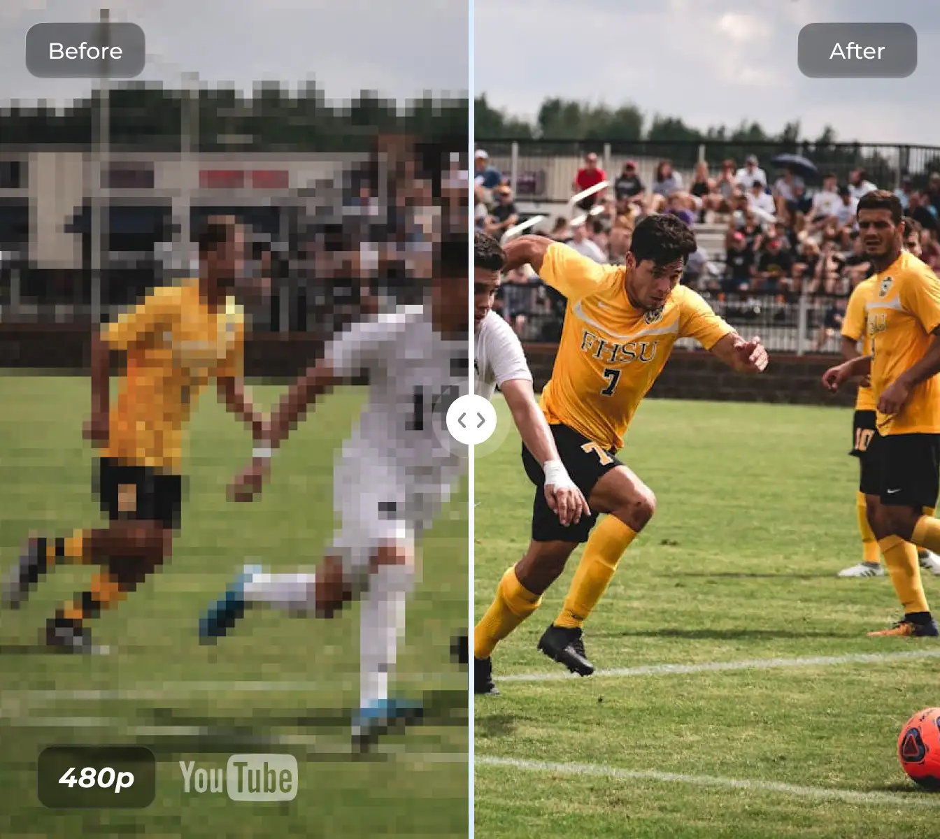 turn grainy football videos to 4k