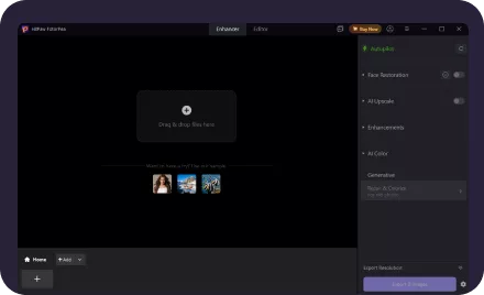 launch and upload photo to enhance