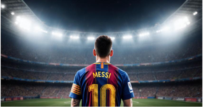 Messi under stadium lights wallpaper digital art