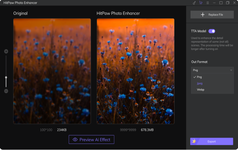 Improve photo resolution with HitPaw FotorPea