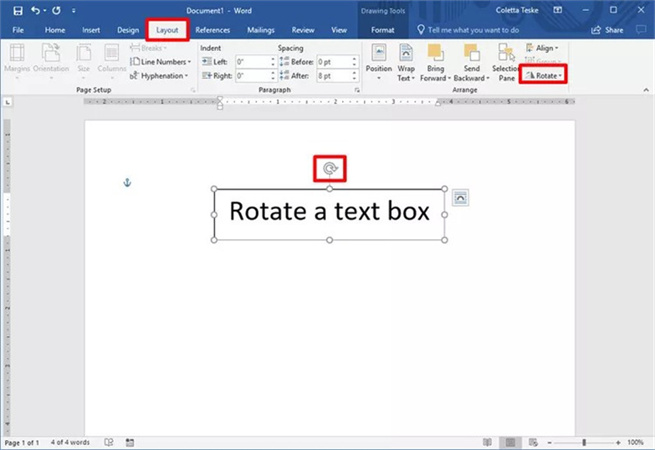 워드에서 텍스트를 회전하는 방법-3