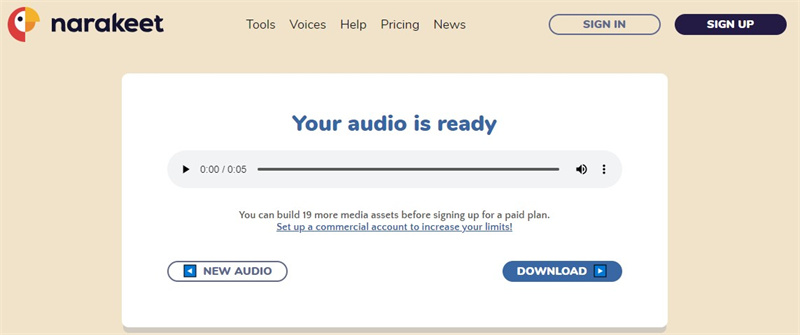 narakeet text to speech english