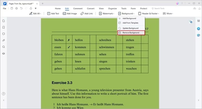 retirer arrière plan pdf