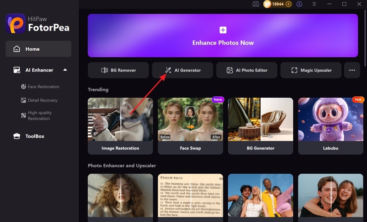 access hitpaw fotorpea ai generator