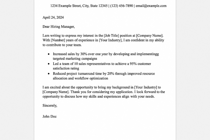 portray job fitness cover letter