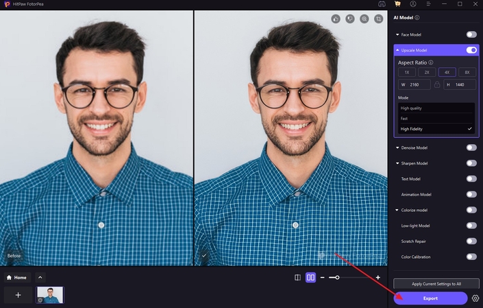 download image upscaled to device