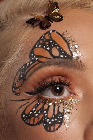butterfly wings eye makeup glitter
