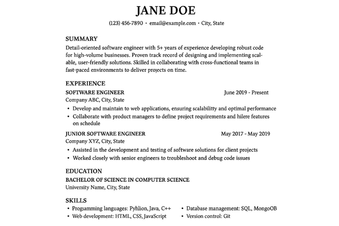 software engineer resume