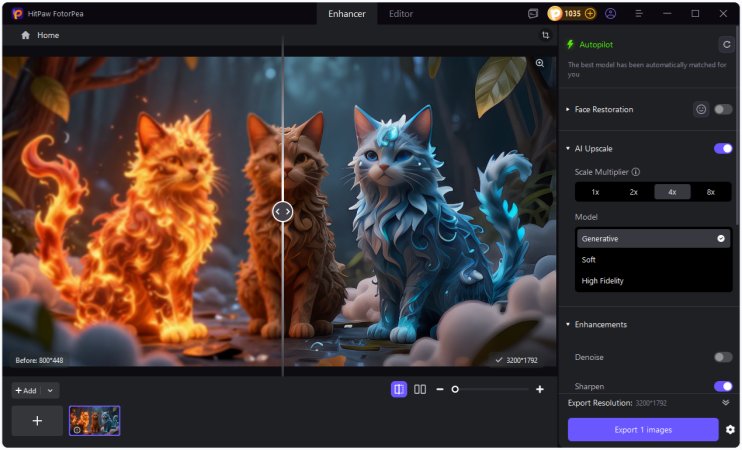 AI enhanced blurry image example