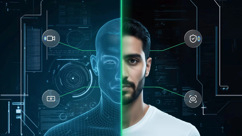 Illustration showing deepfake identity detection