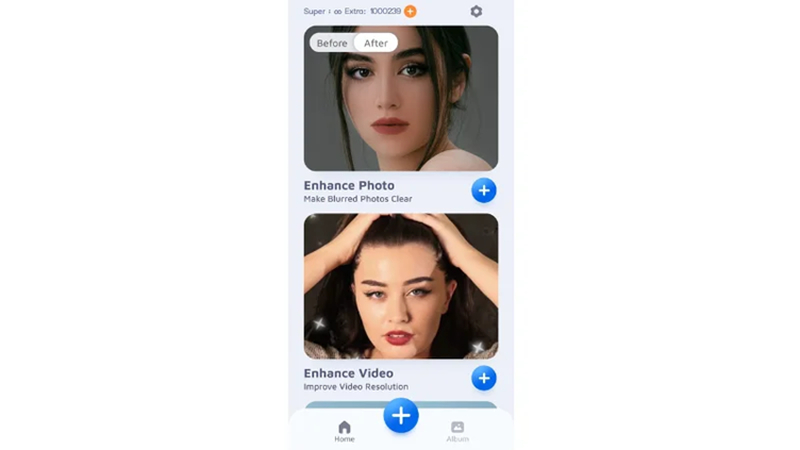 choose enhance photo feature in enhancefox app