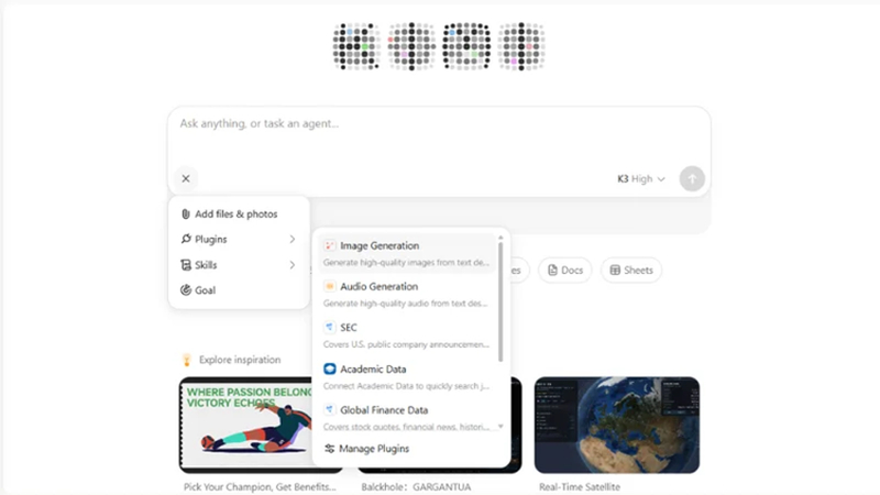 image generation plugin selected inside Kimi