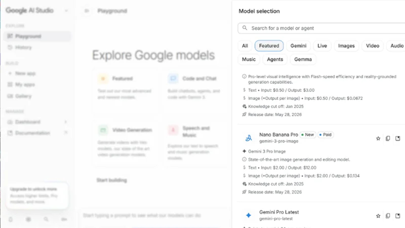 nano banana 2 lite selected from model selection settings