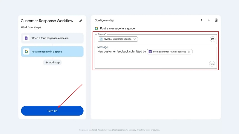 choose space and enter message for team