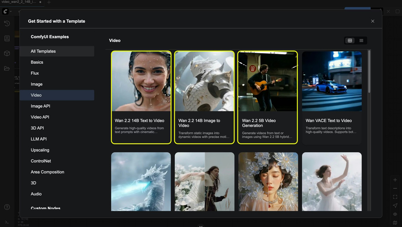 Core WAN2.2 workflows in ComfyUI for text-to-video, image-to-video, and hybrid video generation