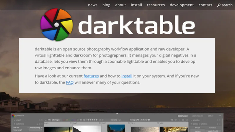 안전한 다운로드를 위한 Darktable 공식 설치 페이지