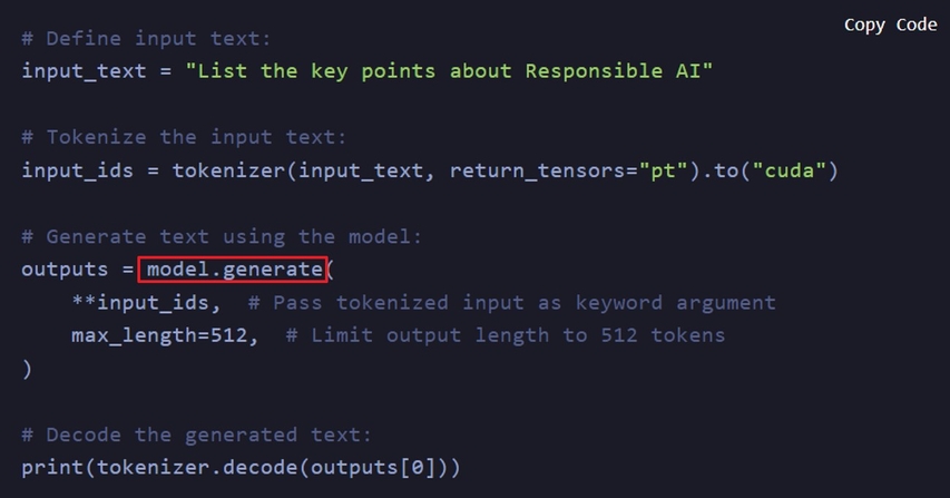 프롬프트 입력 및 응답 생성 실행