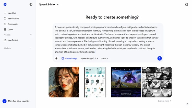 enter a detailed prompt in qwen image generator