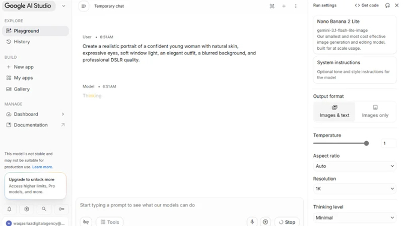 write an image prompt inside google ai studio