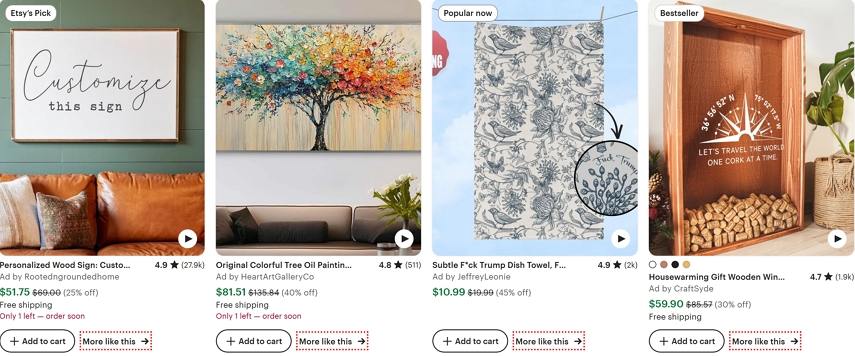 Etsy의 홈 데코 베스트셀러