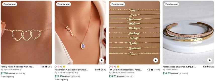 Etsy의 맞춤형 주얼리 트렌드