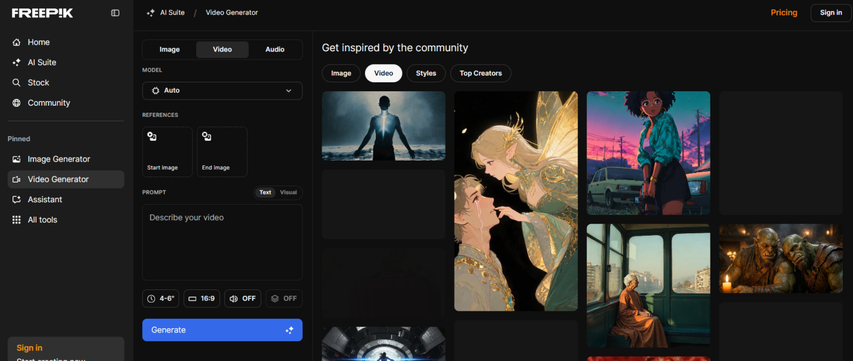 Freepik AI video features