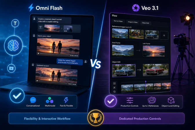 Gemini Omni Flash vs Veo 3.1 video generation features comparison