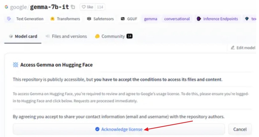 허깅 페이스에서 젬마 4에 접근